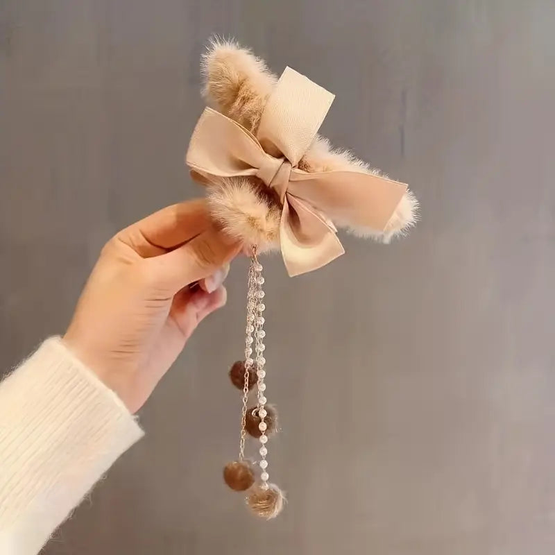 Plush Bow Hair Clip