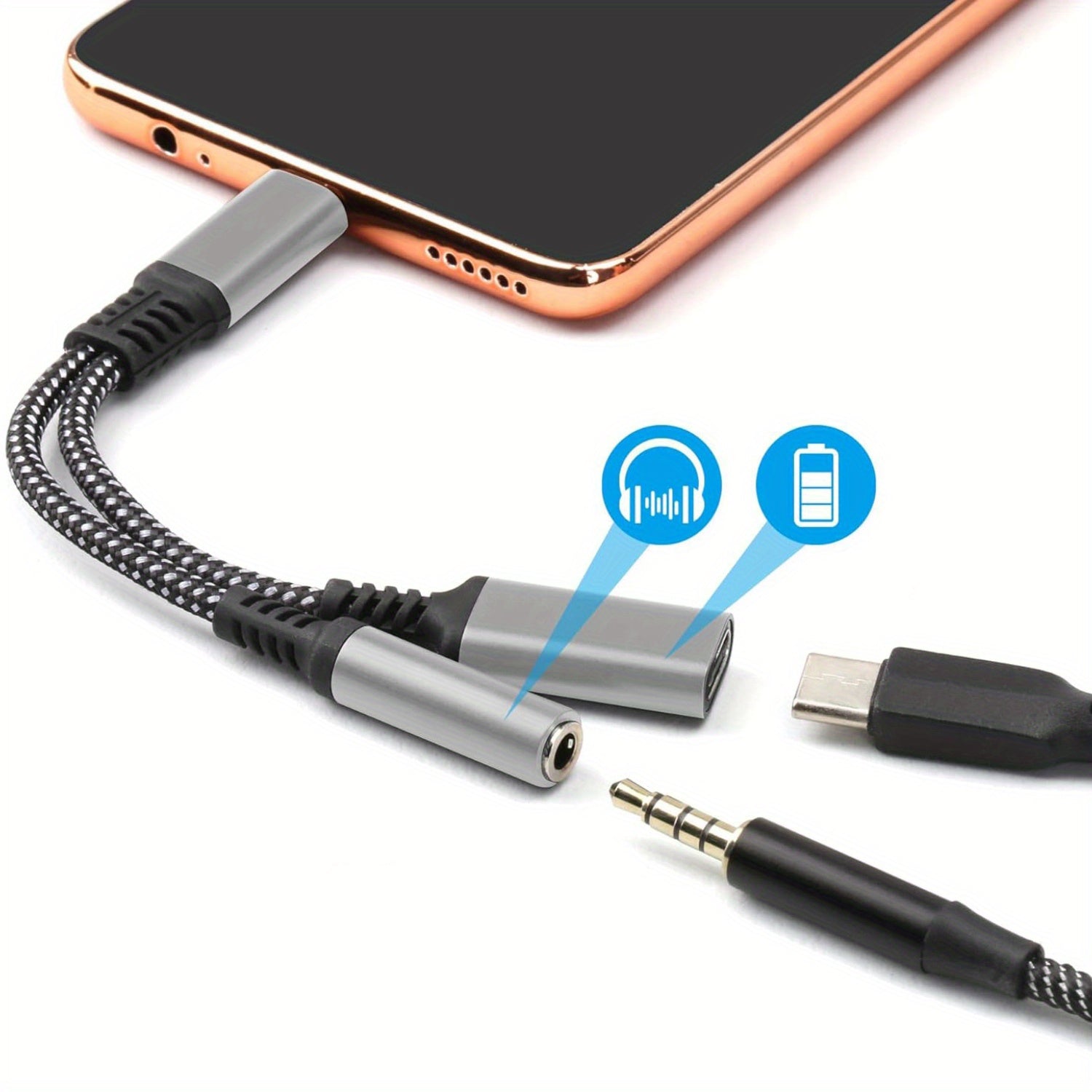 2-in-1 Audio Adapter Joyroom SY-C02 (Type-C to 3.5mm + Type-C)-Black